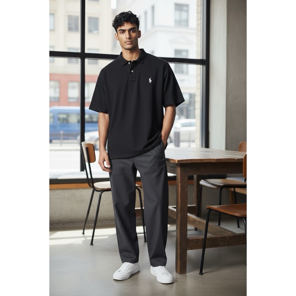 Polo🔥Ralph Lauren🤑Black Short Sleeve Polo Shirt Xxl Tall Embroidered Pony Logo